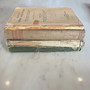 Lot Of 4 Vintage Grey Cream Green Neutral Colors Cottage Decor Shabby Chic Books